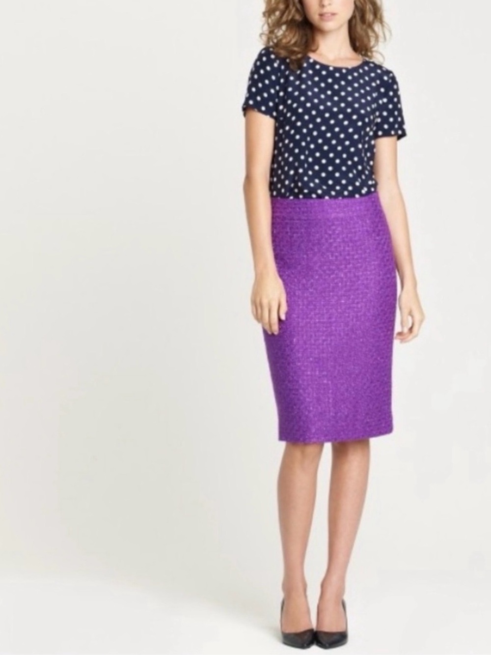 J. Crew Purple Cotton Lined Pencil Skirt